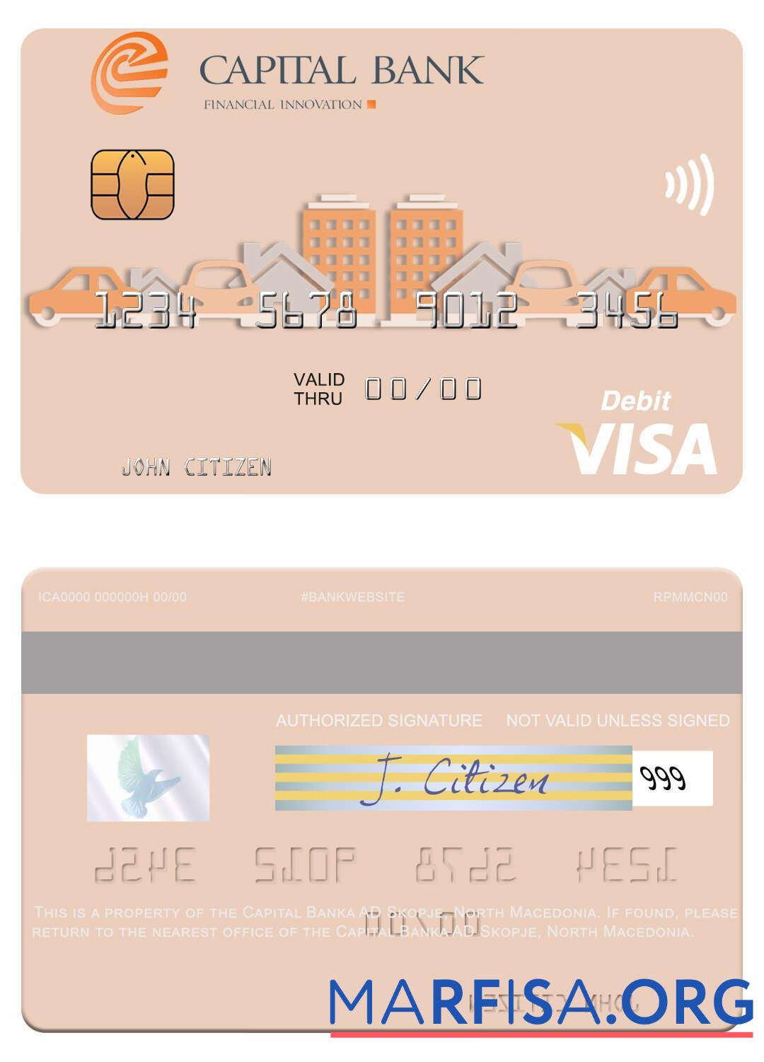 Blank North Macedonia Capital Banka AD Skopje visa debit card example